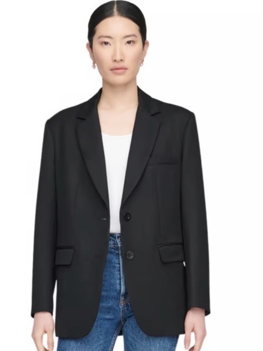 Anine Bing Black Wool Single-Breasted Tailored Classic Blazer M